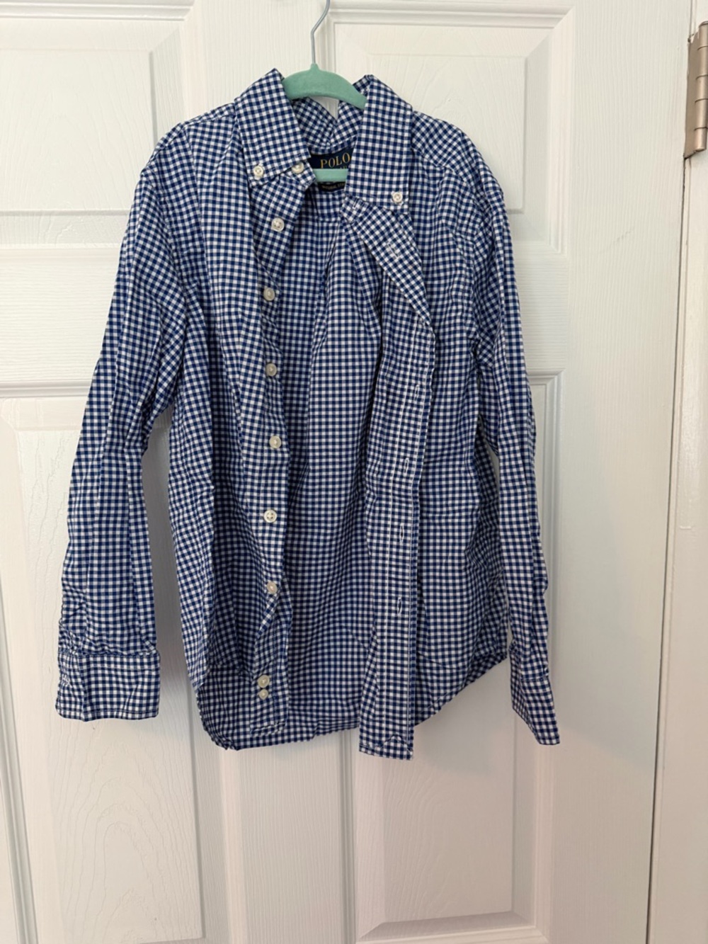 Ralph Lauren Navy & White Gingham Button-Down Shirt